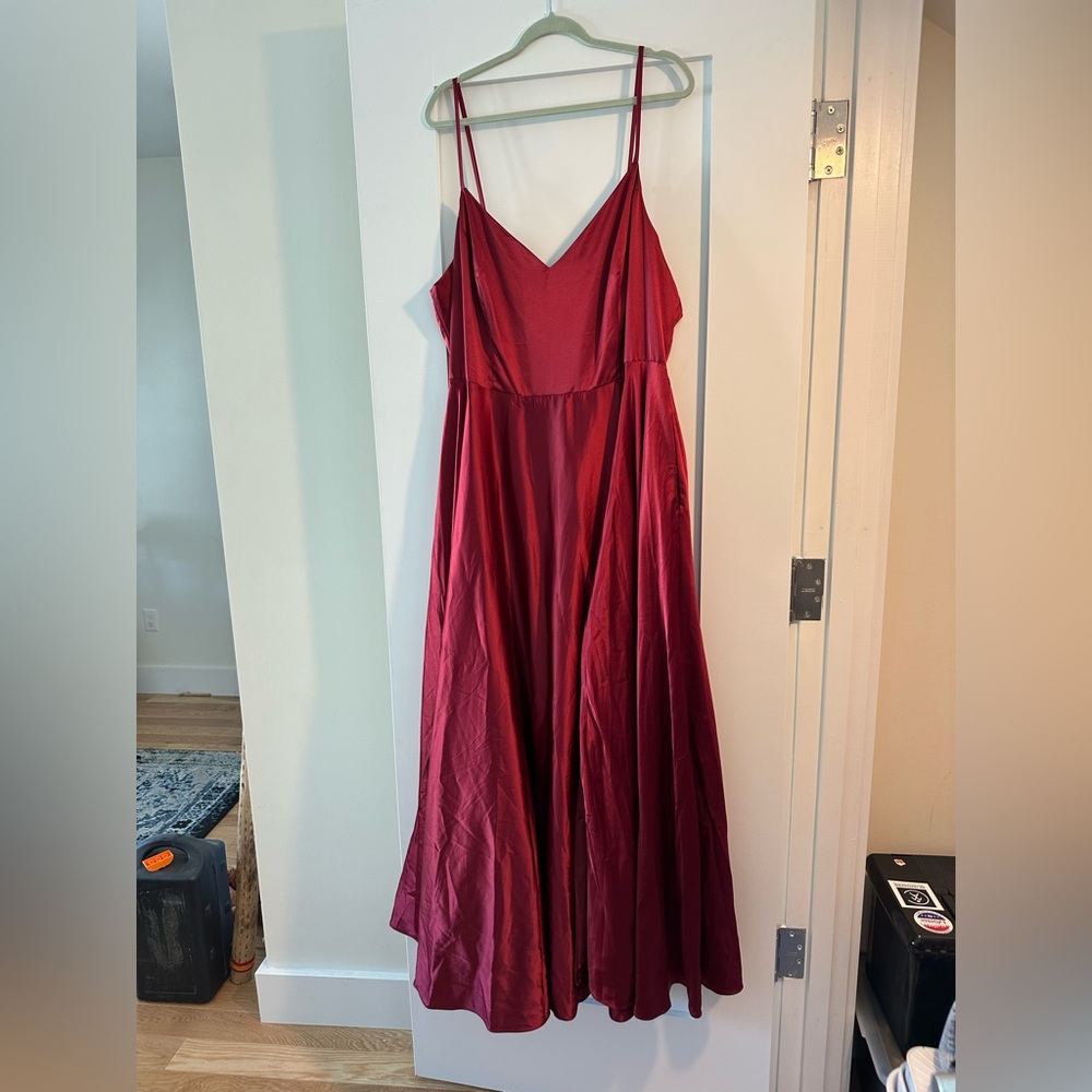 B Darlin Burgundy gown with Spaghetti Straps